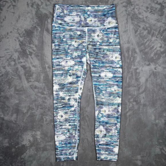Lululemon Crop Leggings Blue Multicolor Abstract Size 8 - Picture 1 of 4